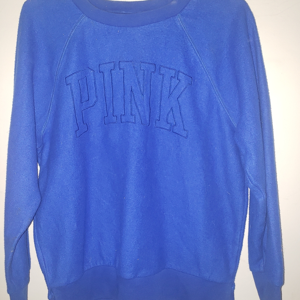 Royal Blue PINK Victoria's Secret  Crewneck PullOver Sweatshirt XS